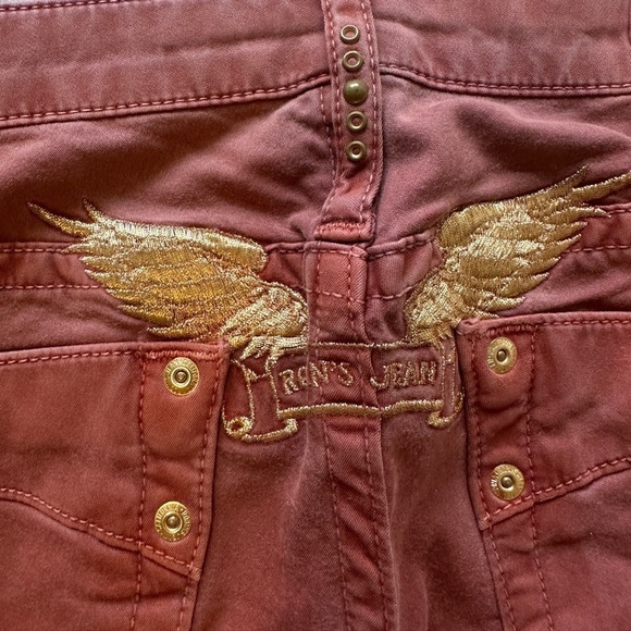 Robin’s Jean Women’s Size 25 Burgundy Bootcut Jeans Gold Embroidered Wings Y2K - Picture 8 of 13